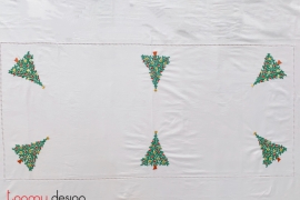 Khăn trải bàn chữ nhật Noel (300x180cm) gồm 12 khăn ăn - thêu thông kim